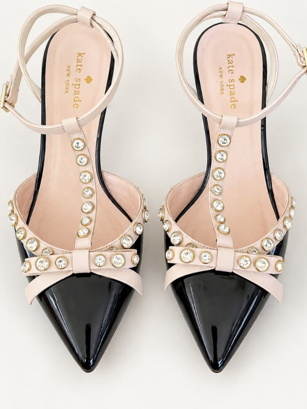 Kate Spade Heels l Crystal Bow Pointed Toe Heels Black Blush Size 8